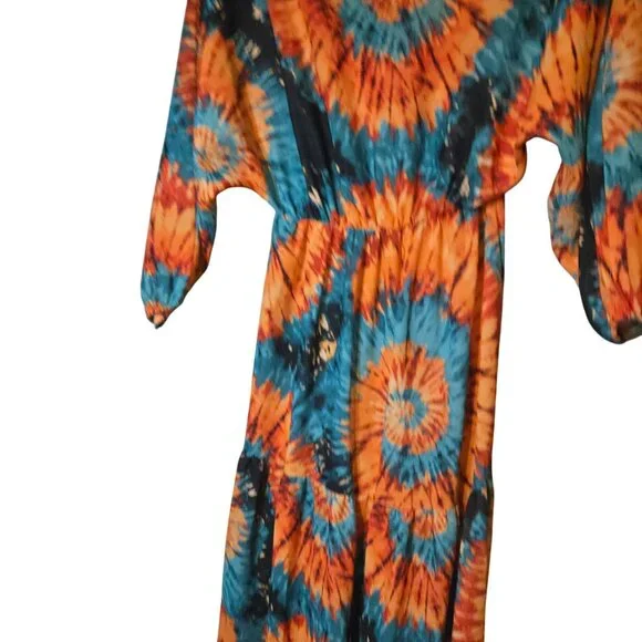 Empire Dress Boho Tie-Dye Maxi Dress Flowy Dopamine Funky Estee Brown Paris S Empire Dress Boho Tie-Dye Maxi Dress Flowy Dopamine Funky Estee Brown Paris S